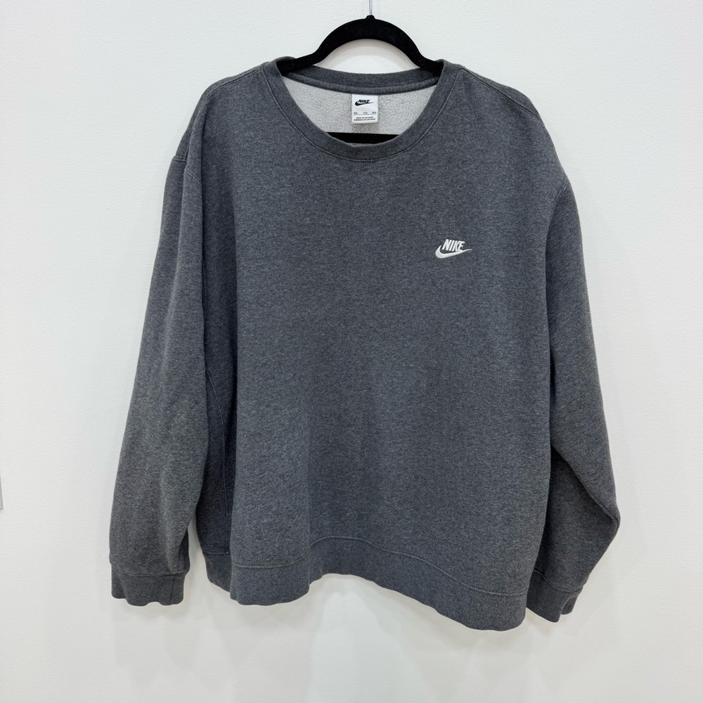 Nike Men's Heather Gray white Crewneck Sweater sweatshirt Sz XXL